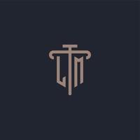 LM initial logo monogram with pillar icon design vector