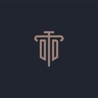 OD initial logo monogram with pillar icon design vector