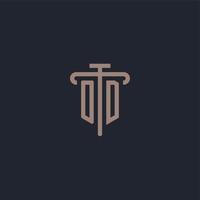 OD initial logo monogram with pillar icon design vector