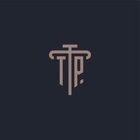 TP initial logo monogram with pillar icon design vector