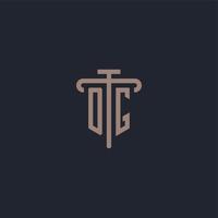 OG initial logo monogram with pillar icon design vector