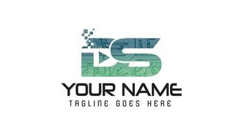 Digital Letters DS  monogram Logo Design Template vector