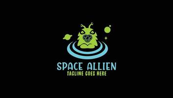 Space Allien Gaming Logo Design Template vector