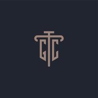 GC initial logo monogram with pillar icon design vector