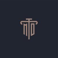 MO initial logo monogram with pillar icon design vector