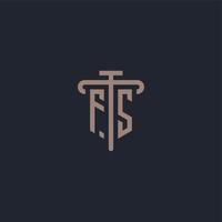 FS initial logo monogram with pillar icon design vector