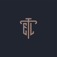 EL initial logo monogram with pillar icon design vector