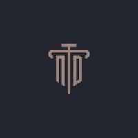 ND initial logo monogram with pillar icon design vector