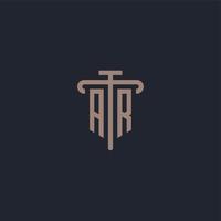 AR initial logo monogram with pillar icon design vector