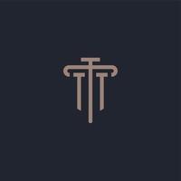 TT initial logo monogram with pillar icon design vector