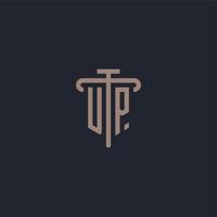 UP initial logo monogram with pillar icon design vector