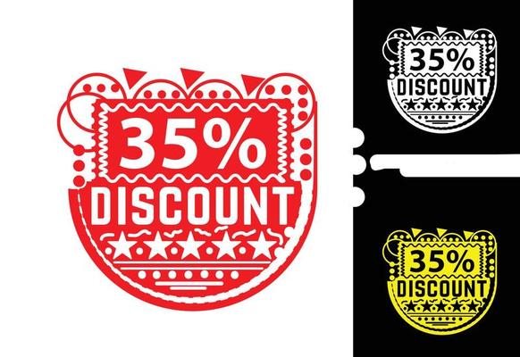 35 percent discount sticker and logo design template