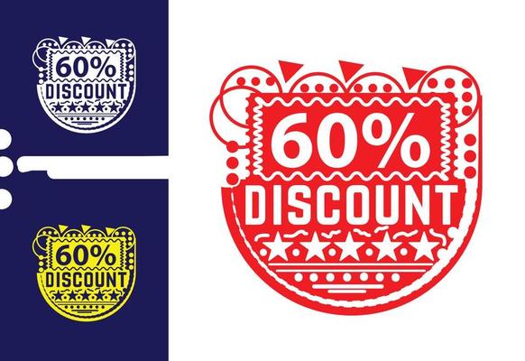 60 percent discount sticker and logo design template