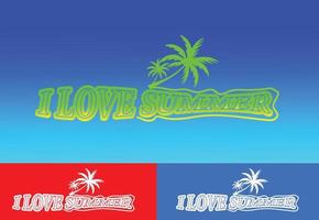 I love summer letter t shirt, sticker and logo design template vector