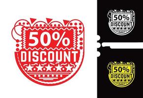 50 percent discount sticker and logo design template vector