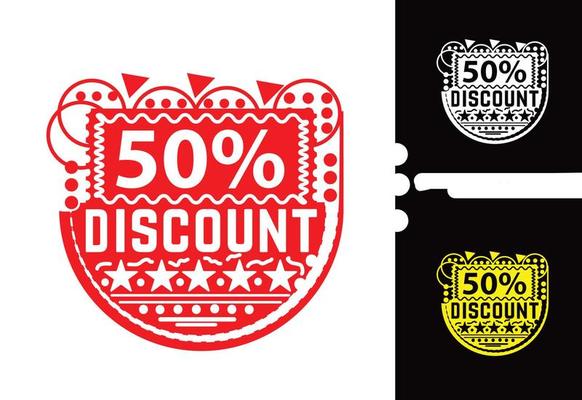 50 percent discount sticker and logo design template