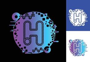 H technology logo, icon, t shirt, sticker design template vector