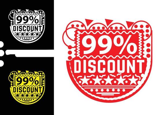 99 percent discount sticker and logo design template