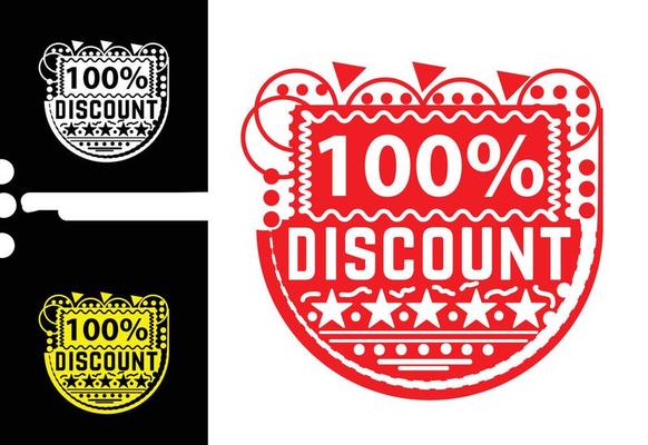 100 percent discount sticker and logo design template