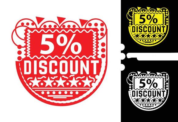 5 percent discount sticker and logo design template