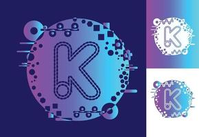 K technology logo, icon, t shirt, sticker design template vector