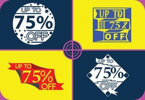 Up to 75 percent off logo, sticker, icon and t shirt design template vector
