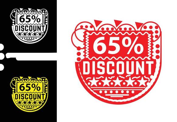 65 percent discount sticker and logo design template