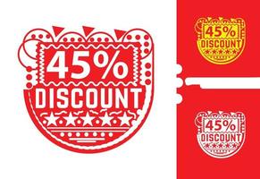 45 percent discount sticker and logo design template vector