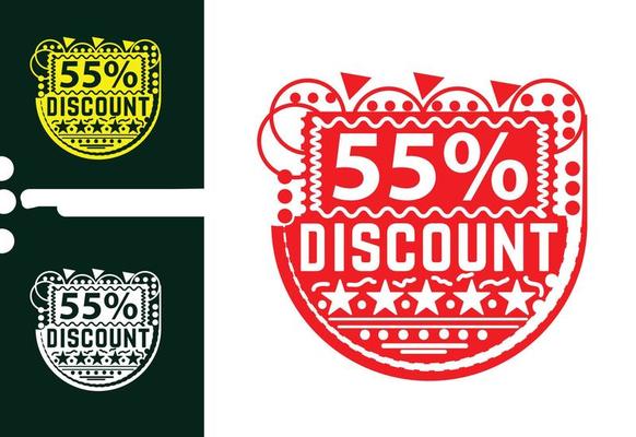 55 percent discount sticker and logo design template