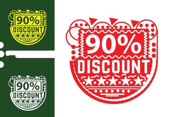 90 percent discount sticker and logo design template