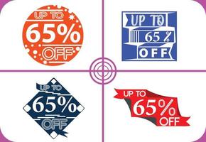 Up to 65 percent off logo, sticker, icon and t shirt design template vector