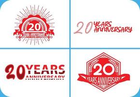 20 year anniversary logo, sticker, icon and t shirt design template vector