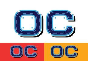 Oc letter logo, t shirt and sticker design template vector