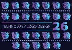 A to Z technology logo, icon, t shirt, sticker design template vector