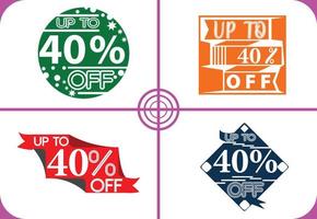 Up to 40 percent off logo, sticker, icon and t shirt design template vector