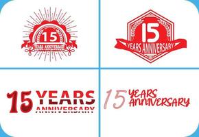 15 year anniversary logo, sticker, icon and t shirt design template vector