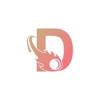 Letter D is passed by a falling meteor icon illustration vector