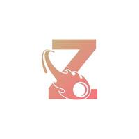 Letter Z is passed by a falling meteor icon illustration vector