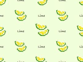 Lime cartoon character seamless pattern on green background. Pixel style.. vector