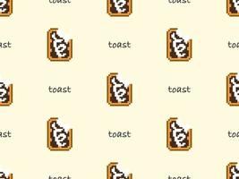 Toast cartoon character seamless pattern on yellow background. Pixel style.. vector