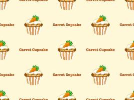 Cup cake cartoon character seamless pattern on yellow background. Pixel style vector