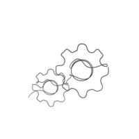 vector de ilustración de rueda dentada de engranaje de dibujo de línea continua