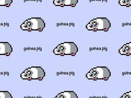 Guinea pig cartoon character seamless pattern on blue background. Pixel style.. vector