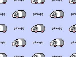 Guinea pig cartoon character seamless pattern on blue background. Pixel style.. vector