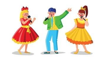 Man And Women Performing Song In Choir Vector