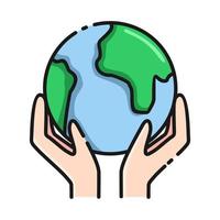 ecology renewable environment hands with world icon vector illustration