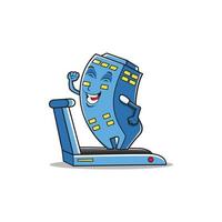 building cartoon character on treadmill vector illustration design