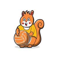 squirrel cute playing basket ball vector illustration design