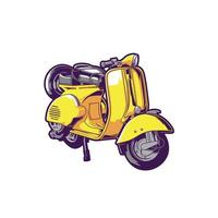 diseño de ilustración de vector de motocicleta vieja scooter bueno para diseño de camiseta