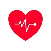 Red Heart rate linear symbol. Heartbeat icon. vector
